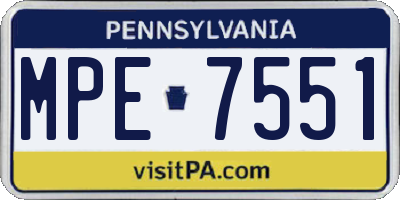PA license plate MPE7551