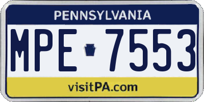 PA license plate MPE7553