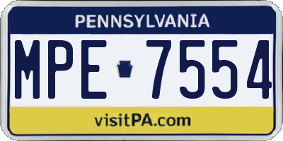 PA license plate MPE7554