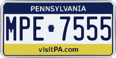 PA license plate MPE7555