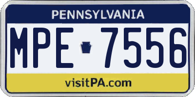 PA license plate MPE7556