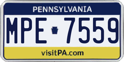 PA license plate MPE7559