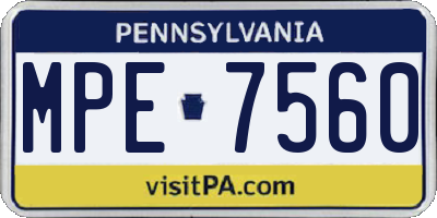 PA license plate MPE7560