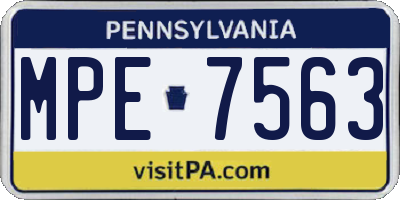 PA license plate MPE7563