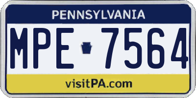 PA license plate MPE7564