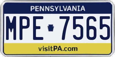 PA license plate MPE7565
