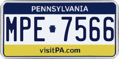 PA license plate MPE7566
