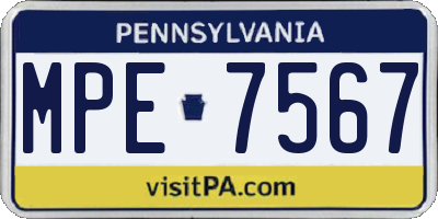 PA license plate MPE7567