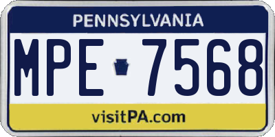 PA license plate MPE7568