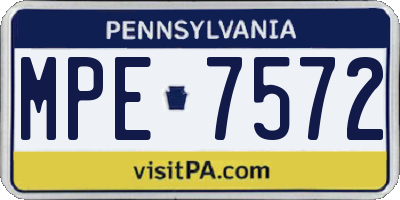 PA license plate MPE7572