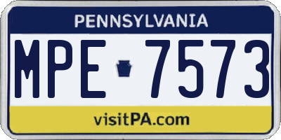 PA license plate MPE7573