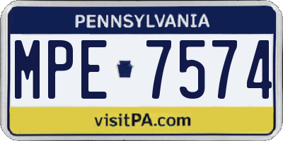 PA license plate MPE7574