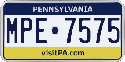 PA license plate MPE7575