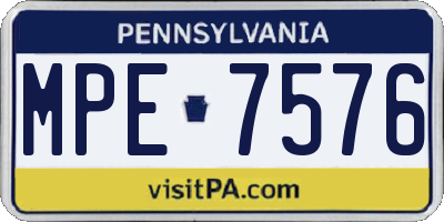 PA license plate MPE7576