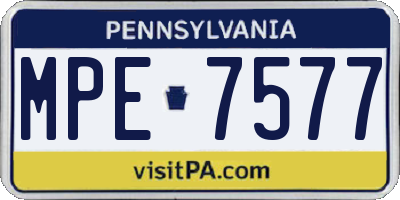 PA license plate MPE7577