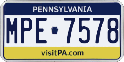 PA license plate MPE7578