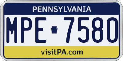 PA license plate MPE7580