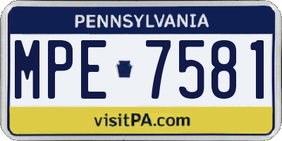 PA license plate MPE7581