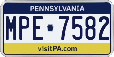 PA license plate MPE7582