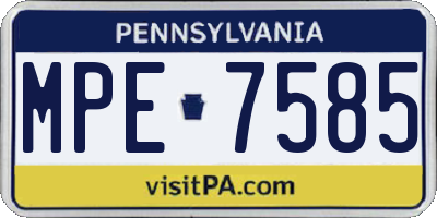 PA license plate MPE7585