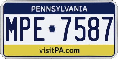 PA license plate MPE7587