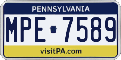 PA license plate MPE7589