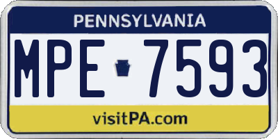 PA license plate MPE7593