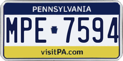 PA license plate MPE7594