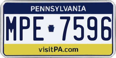 PA license plate MPE7596