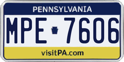 PA license plate MPE7606