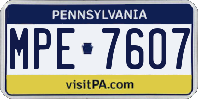 PA license plate MPE7607