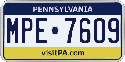 PA license plate MPE7609