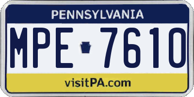 PA license plate MPE7610