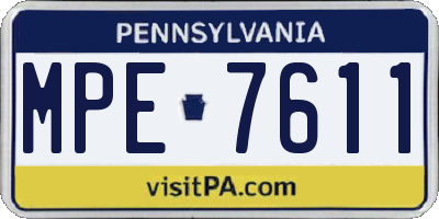 PA license plate MPE7611