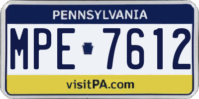 PA license plate MPE7612
