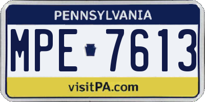 PA license plate MPE7613