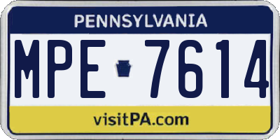 PA license plate MPE7614