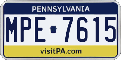 PA license plate MPE7615