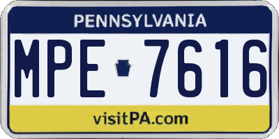 PA license plate MPE7616