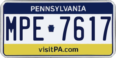 PA license plate MPE7617