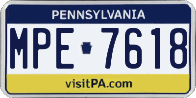 PA license plate MPE7618