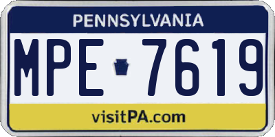PA license plate MPE7619