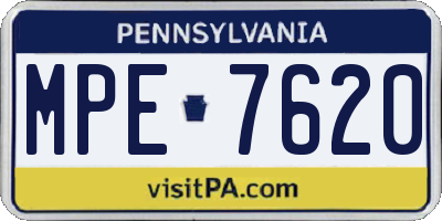 PA license plate MPE7620