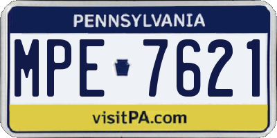 PA license plate MPE7621