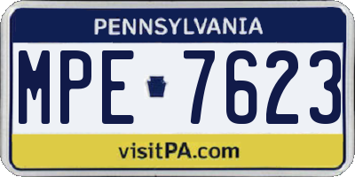 PA license plate MPE7623