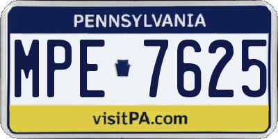 PA license plate MPE7625