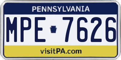PA license plate MPE7626