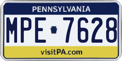 PA license plate MPE7628