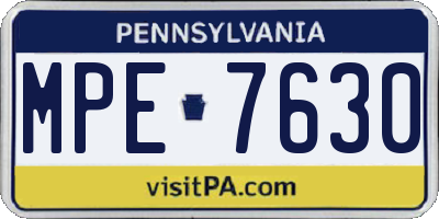 PA license plate MPE7630
