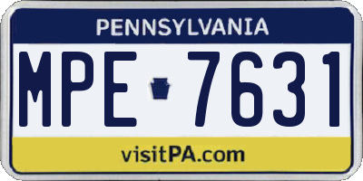 PA license plate MPE7631